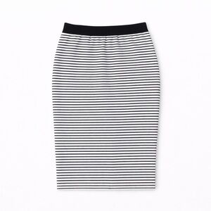 Black & White Striped High Waist Midi Skirt